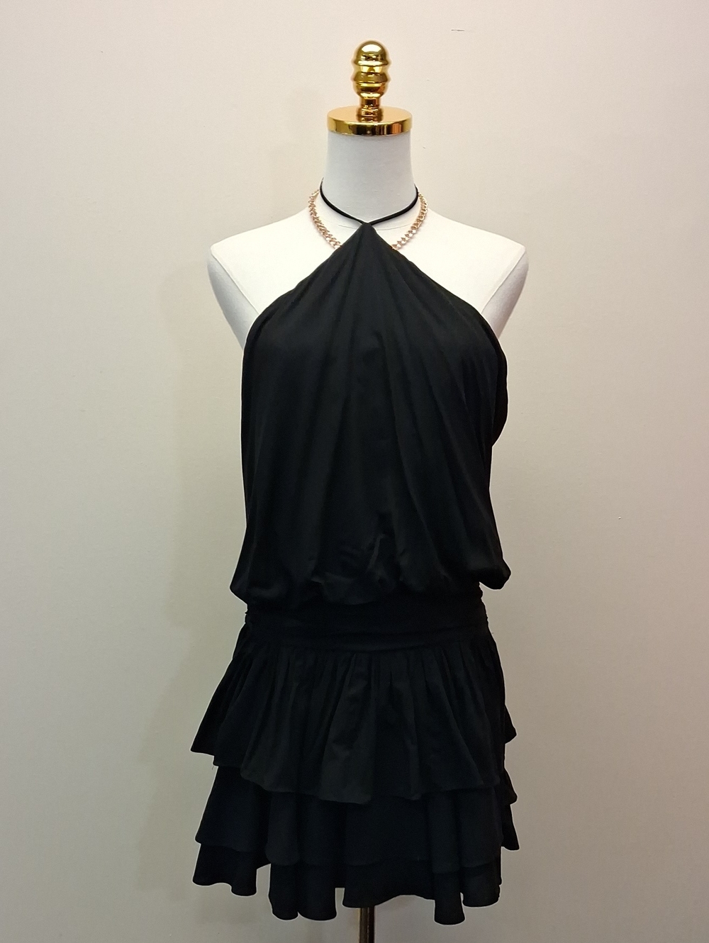 Fashion Nova Black Halter Ruffle Mini Dress Medium NWT